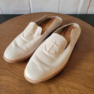 Sperry Top Sider Women’s Sz 8, Seaport Levy, Ivory Anchor Leather Loafers
